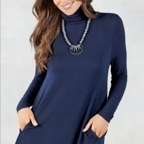 NWT Mud Pie Topher Navy Turtleneck Dress - Picture 3 of 8